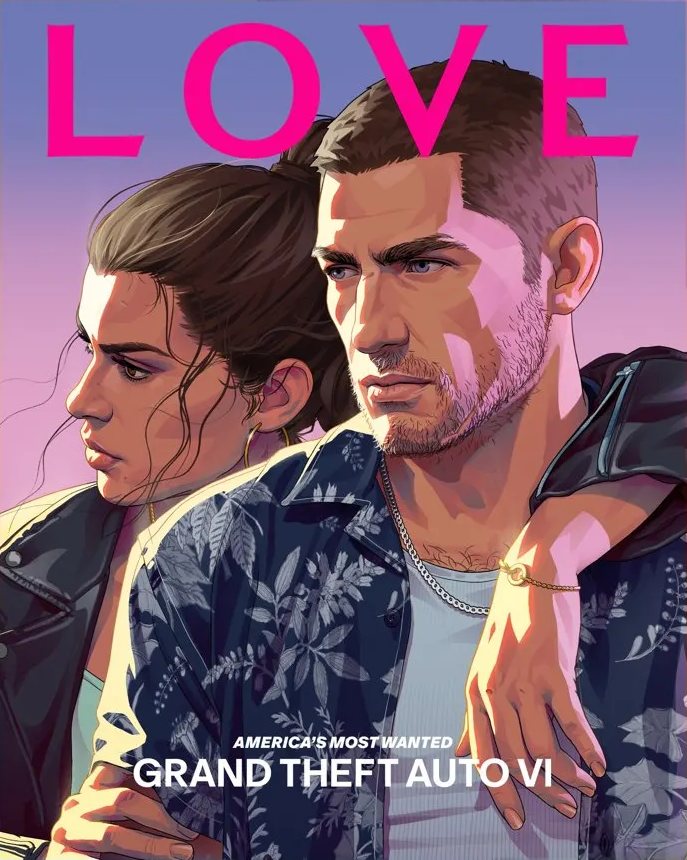 Portada de LOVE Magazine número 27 con Lucia y Jason y el lema America's Most Wanted